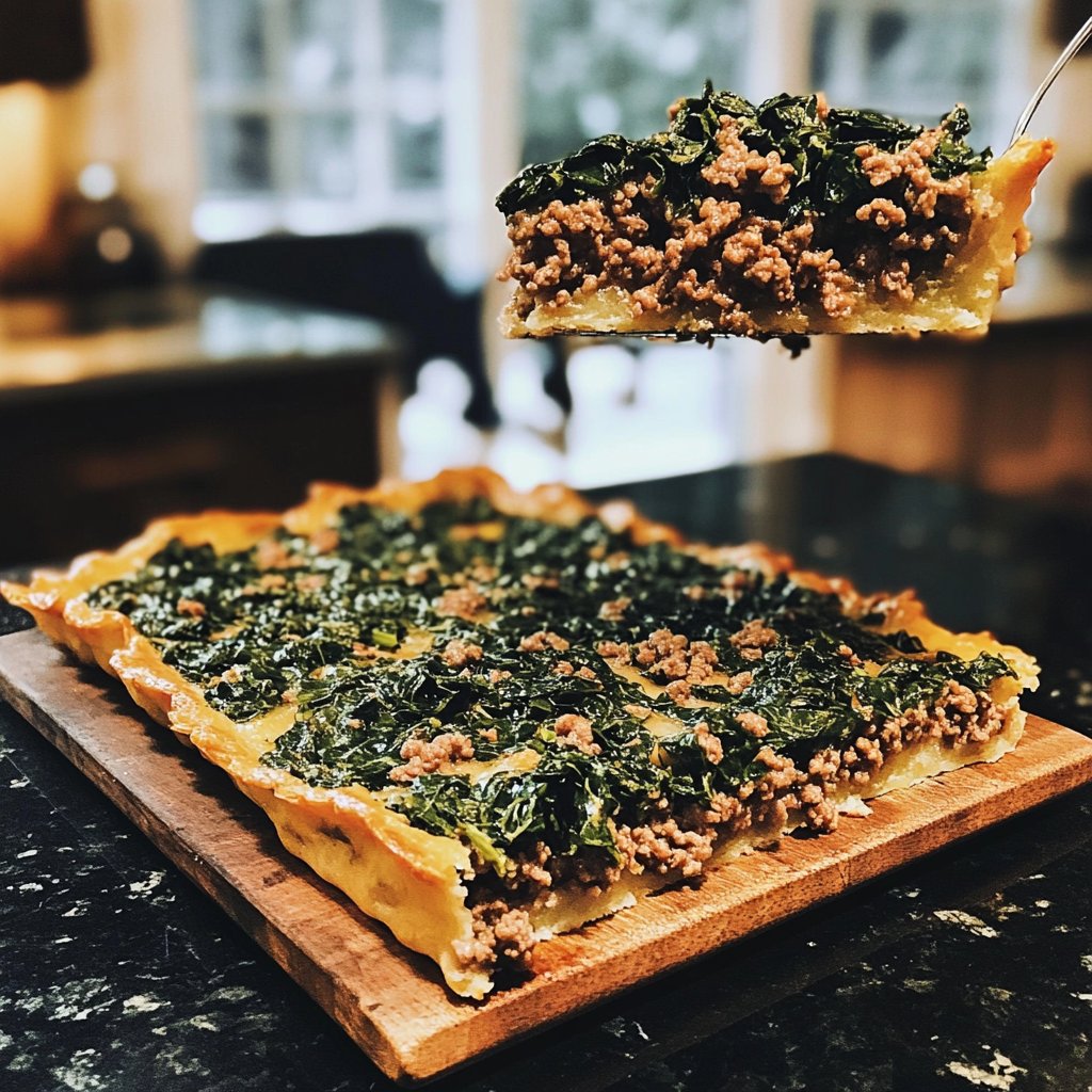 Hackfleisch Pfanne mit Spinat