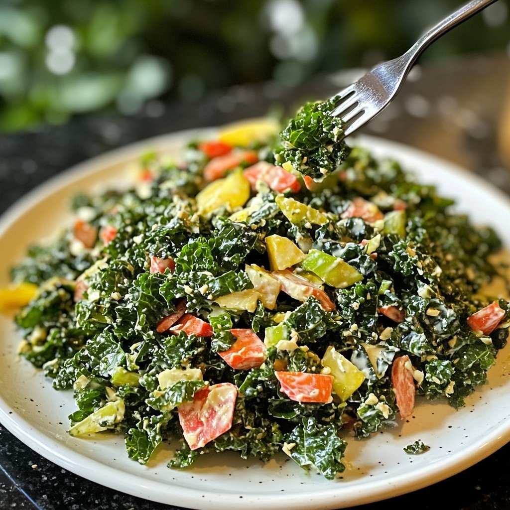 Chopped Kale Power Salad mit Zitronen-Tahini-Dressing